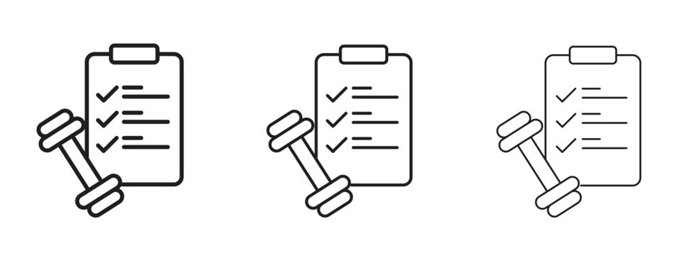 Fitness plan icon, outline sign, linear symbols