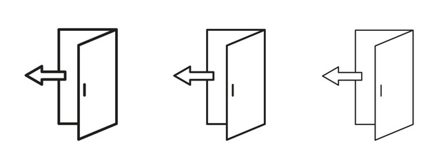 Exit icon, outline sign, linear symbols