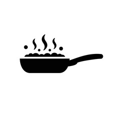 Minimalist Cooking Pan Icon with Steam – Kitchen Utensil Silhouette Illustration
