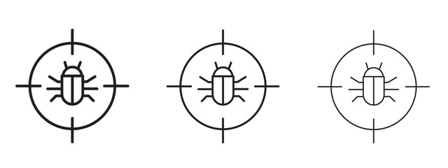 Debug icon, outline sign, linear symbols