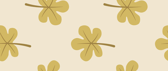 Flat seamless illustration. Minimalistic abstract leaf pattern. Modern autumn print on a light background. Ideal for textile design, screensavers, covers, cards, invitations and posters.