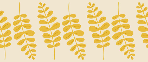 Flat seamless illustration. Minimalistic abstract leaf pattern. Modern autumn print on a light background. Ideal for textile design, screensavers, covers, cards, invitations and posters.
