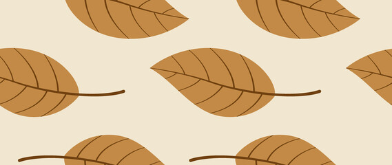 Flat seamless illustration. Minimalistic abstract leaf pattern. Modern autumn print on a light background. Ideal for textile design, screensavers, covers, cards, invitations and posters.