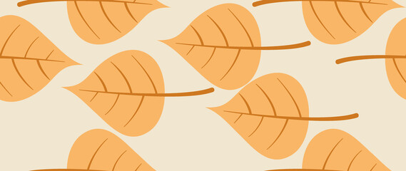 Flat seamless illustration. Minimalistic abstract leaf pattern. Modern autumn print on a light background. Ideal for textile design, screensavers, covers, cards, invitations and posters.