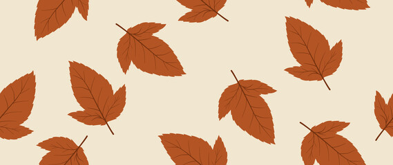 Flat seamless illustration. Minimalistic abstract leaf pattern. Modern autumn print on a light background. Ideal for textile design, screensavers, covers, cards, invitations and posters.