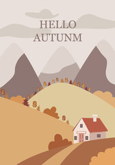 Flat seamless illustration. Minimalistic abstract leaf pattern. Modern autumn print on a light background. Ideal for textile design, screensavers, covers, cards, invitations and posters.