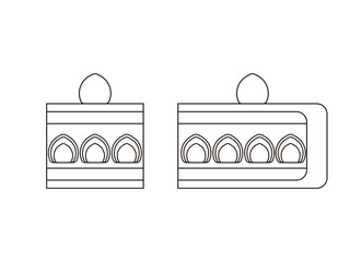 いちごのショートケーキの線画アイコンのイラストのセット