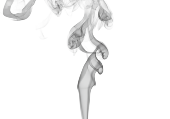 transparent smoke gently rising and gracefully swirling into intricate, delicate, organic patterns against a stark white studio background, ample negative space, concept of clarity, innovation,