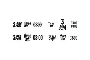 Creative Typography Design Featuring 3AM in Various Styles Innovative Graphic Representations of Early Morning Hours Branding and Conceptual Art