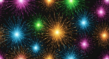 Fototapeta premium Abstract colorful fireworks seamless pattern background design
