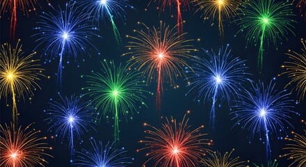 Naklejka premium Abstract colorful fireworks seamless pattern background design