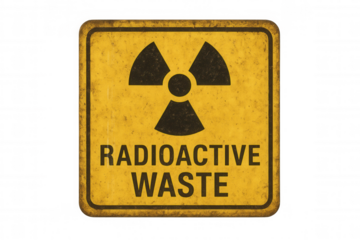 Grunge radioactive warning sign displaying hazard symbol, transparent backdrop signaling toxic environmental risk