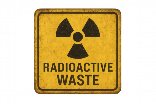 Grunge radioactive warning sign displaying hazard symbol, transparent backdrop signaling toxic environmental risk