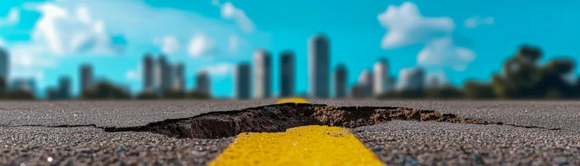 Fotobehang Voertuigen autonomous vehicles with sensors and environment. Pothole and Road Degradation Detection AVs reporting road conditions using sensors, reducing wear on infrastructure and improving safety  © Natalia