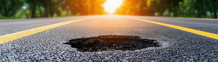 Fotobehang Voertuigen autonomous vehicles with sensors and environment. Pothole and Road Degradation Detection AVs reporting road conditions using sensors, reducing wear on infrastructure and improving safety  © Natalia