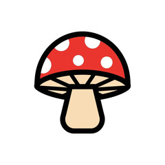 Red mushroom icon grows on a white background illustration