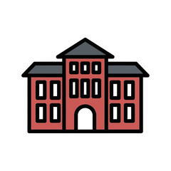 School building stands flatly daytime simple graphic