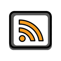 Orange wifi signal broadcasts from rounded square icon graphic
