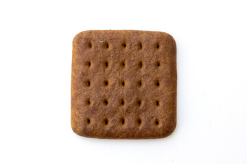 A chocolate biscuit on a white background