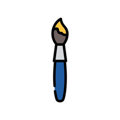 Vibrant paintbrush holds yellow paint on clean backdrop