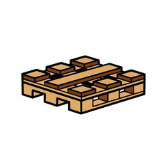 Wooden pallet supports goods distribution isolated background