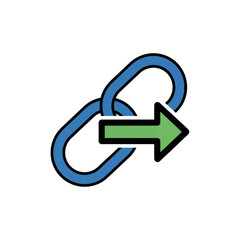 Chain icon redirects towards another link on white