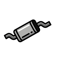 Exhaust muffler emits fumes in automotive setting isolated