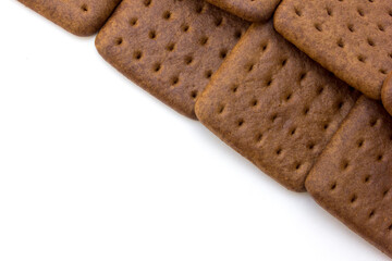 Chocolate biscuits as background, copy space, background and texture.
