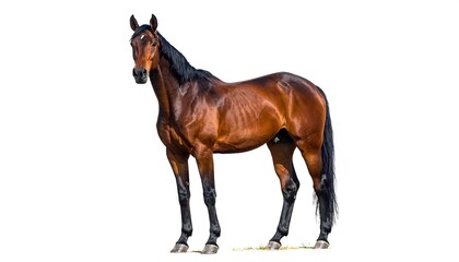 Fototapeta premium Brown horse, full shot, white background