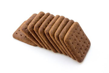 Chocolate biscuits isolated on a white background