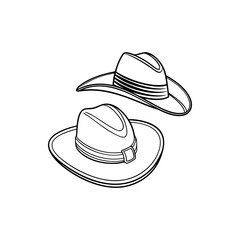 Two stylized cowboy hats with distinct brims on a white background
