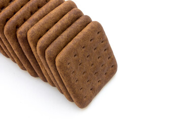 Chocolate biscuits isolated on a white background
