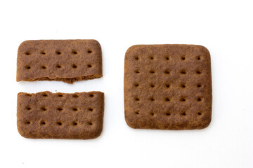 Chocolate biscuits isolated on a white background