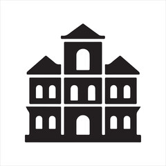 Heritage Building icon silhouette vector with white background