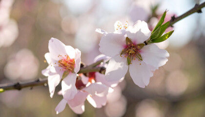 Almond Blossom Branch. Bishvat jewish festival. Generated Image