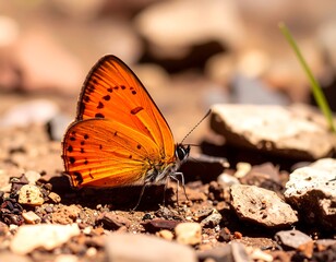 Obraz premium Close-up of orange butterfly on ground