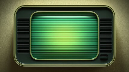 Vintage Television Set with Illuminated Green Screen Displaying Static, Evoking Nostalgia and Retro Technology