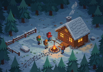 Night Hiking Adventure Campfire Stories and Cozy Cabin in Snowy Woods