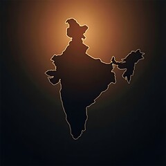 India Map Silhouette Glowing on Dark Background