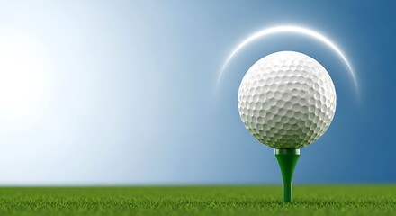 Dimpled White Golf Ball on Green Tee
