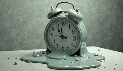 Surreal melting clock symbolizes melting time and the fragility of moments