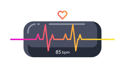 Digital Heart Rate Monitor Displaying 85 bpm with Heart Icon.
