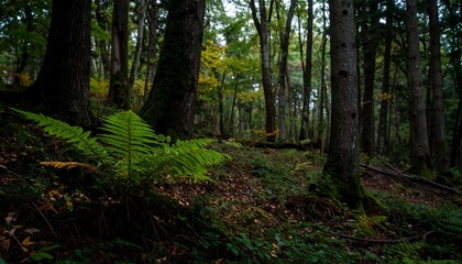 Fototapeta premium Lush forest floor in autumn