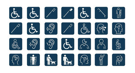 Vector set of international disability awareness symbols arranged neatly