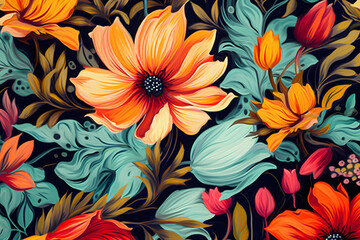 Soft Flowing Petals Design - Warm and Cool Tones of Floral Petals Blending Together