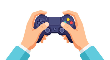 Hands holding a modern video game controller ready for play. © Leo