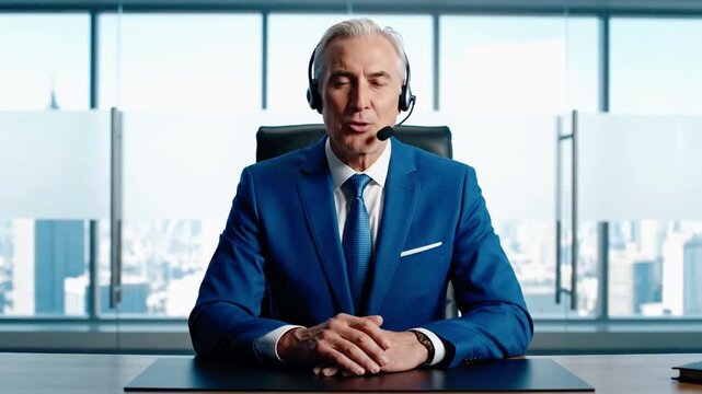 Confident Businessman Webcam Video Conference Call