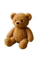 Obraz premium Cute fluffy brown teddy bear sitting against a black background