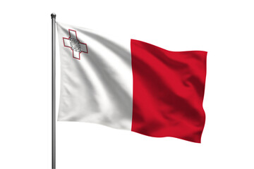 A Malta flag waving on a metal pole