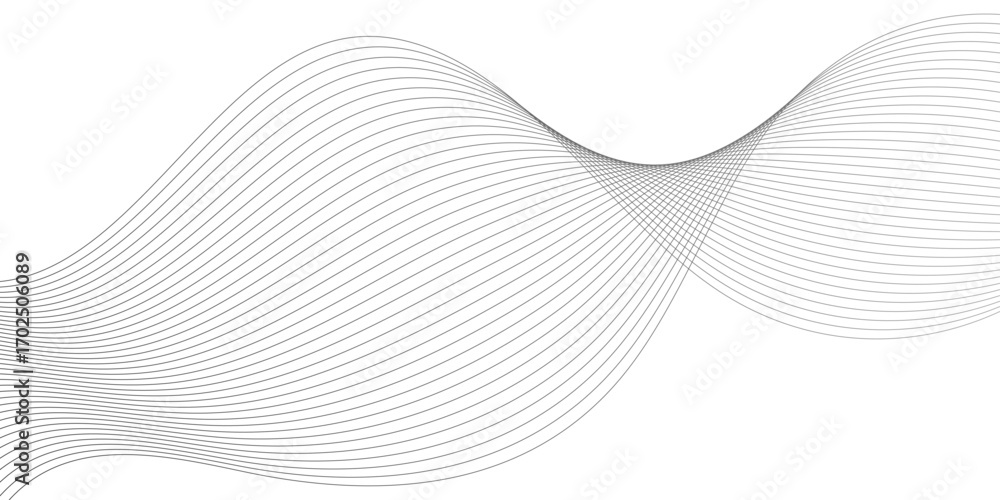 Aufkleber abstract wave line pattern with gradient lines on transparent background. undulate grey wave swirl, 